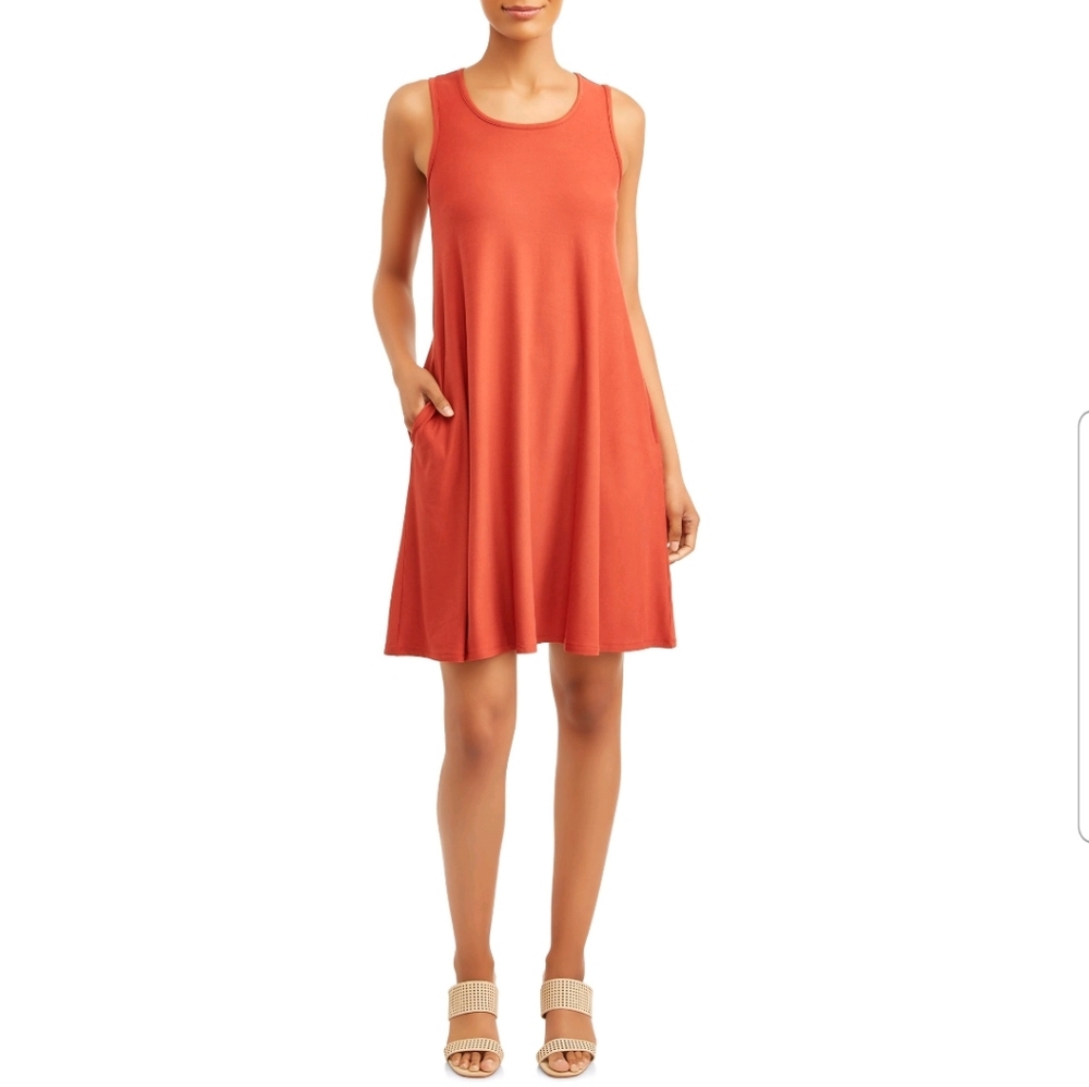 Ultra Soft, Orange, Sleeveless Knit Dress